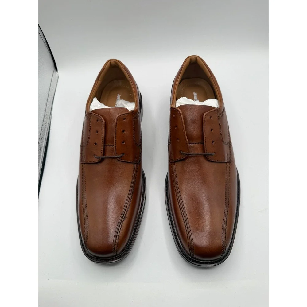 Johnston &‎ Murphy Mens Tan Leather Bicycle Toe Oxford Dress Shoes Brown Lace Up